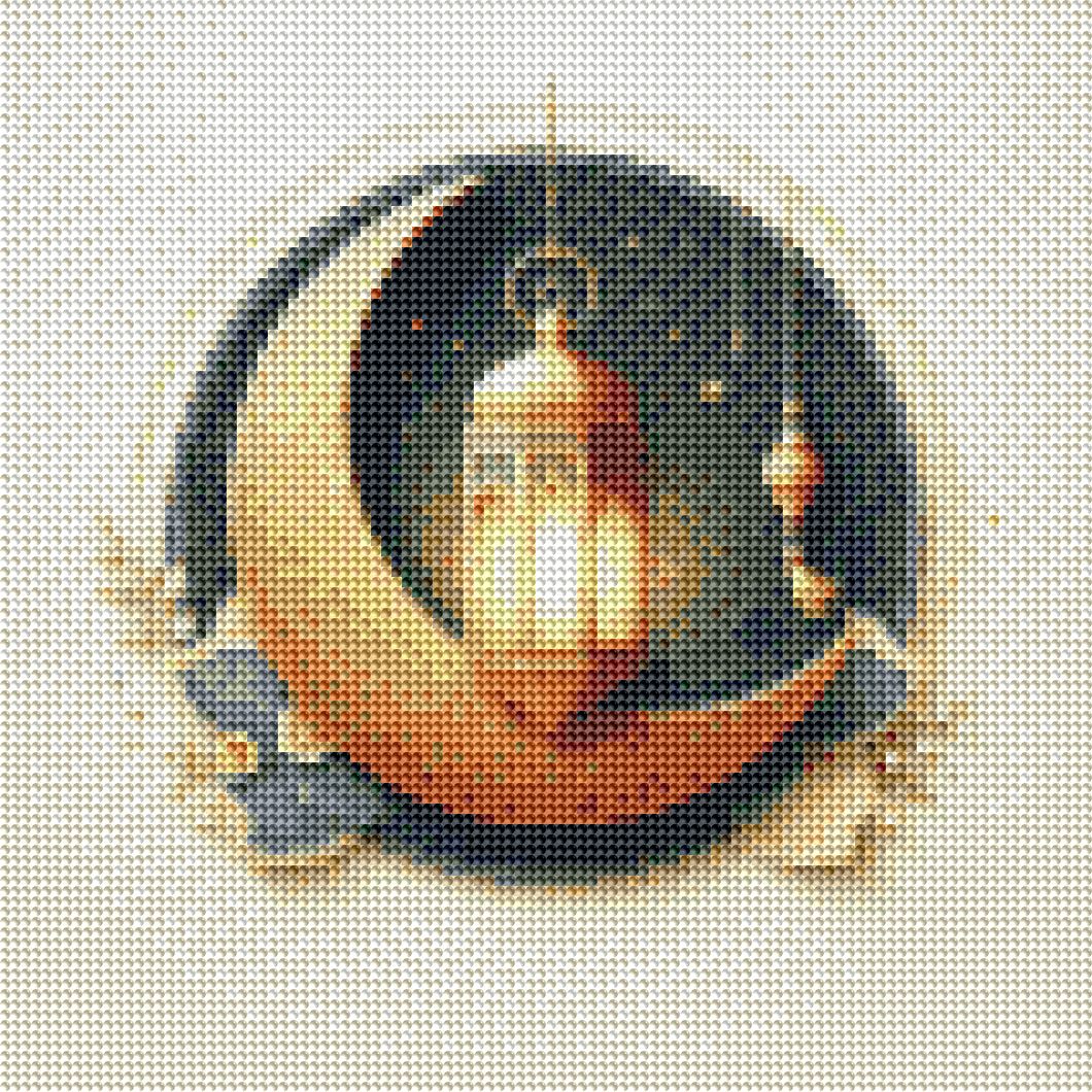 Diamond Art - Måne og lanterne 30x30 cm