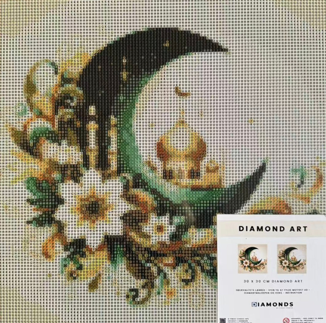 Diamond Art - Blomster og måne 30x30 cm