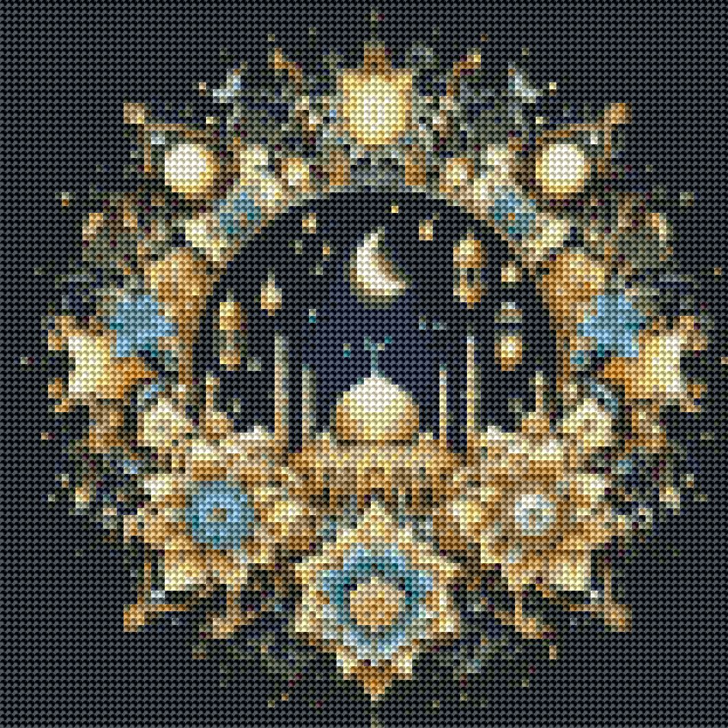 Diamond Art - Blomster og moské 30x30 cm