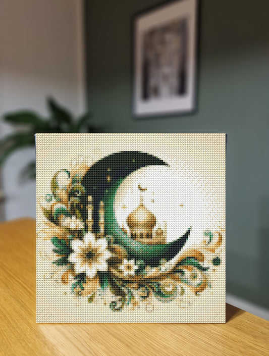 Diamond Art - Blomster og måne 30x30 cm