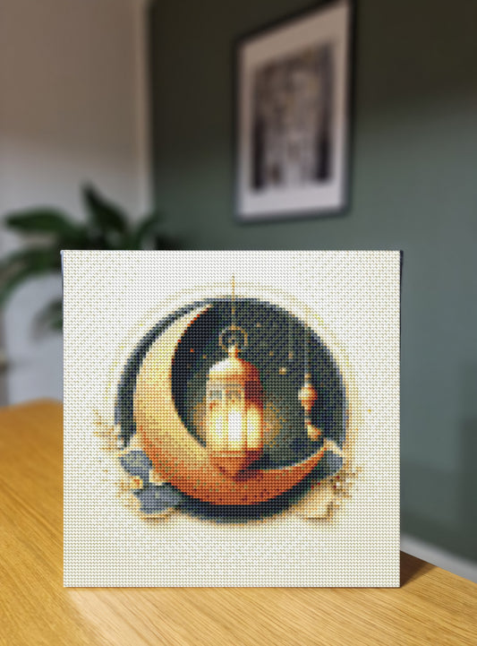 Diamond Art - Måne og lanterne 30x30 cm