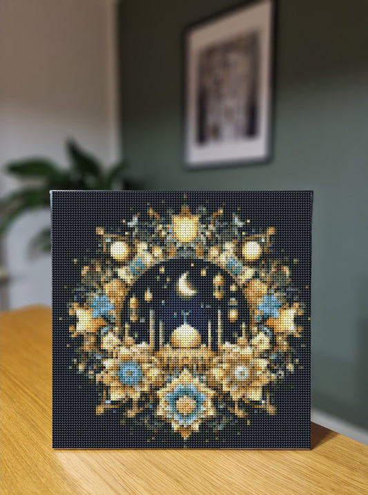 Diamond Art - Blomster og moské 30x30 cm